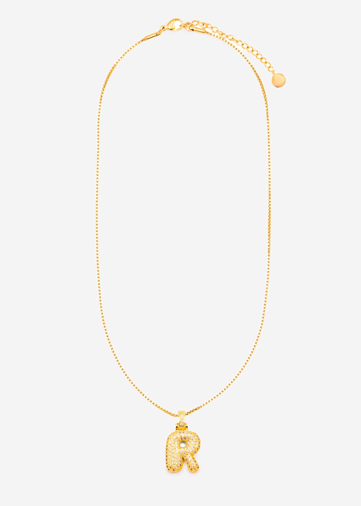 Letter necklace - R - gold