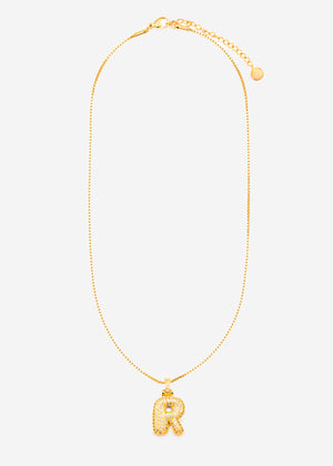 Letter necklace - R - gold