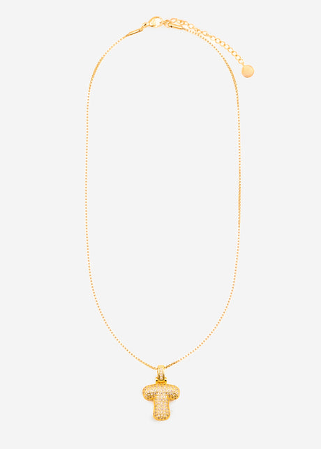 Initial necklace - T - gold