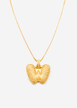 Letter necklace - W - gold