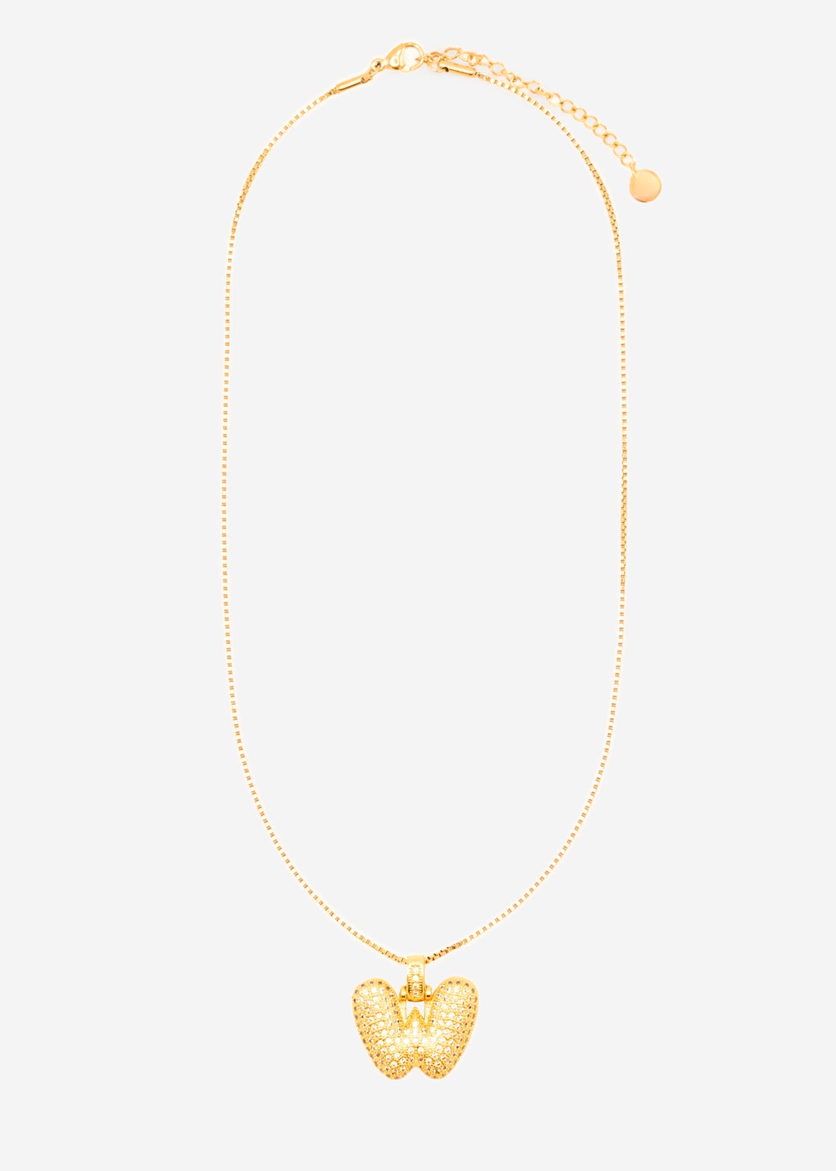 Letter necklace - W - gold