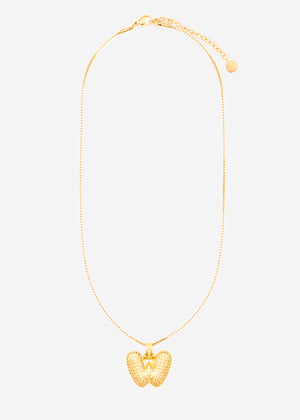Letter necklace - W - gold