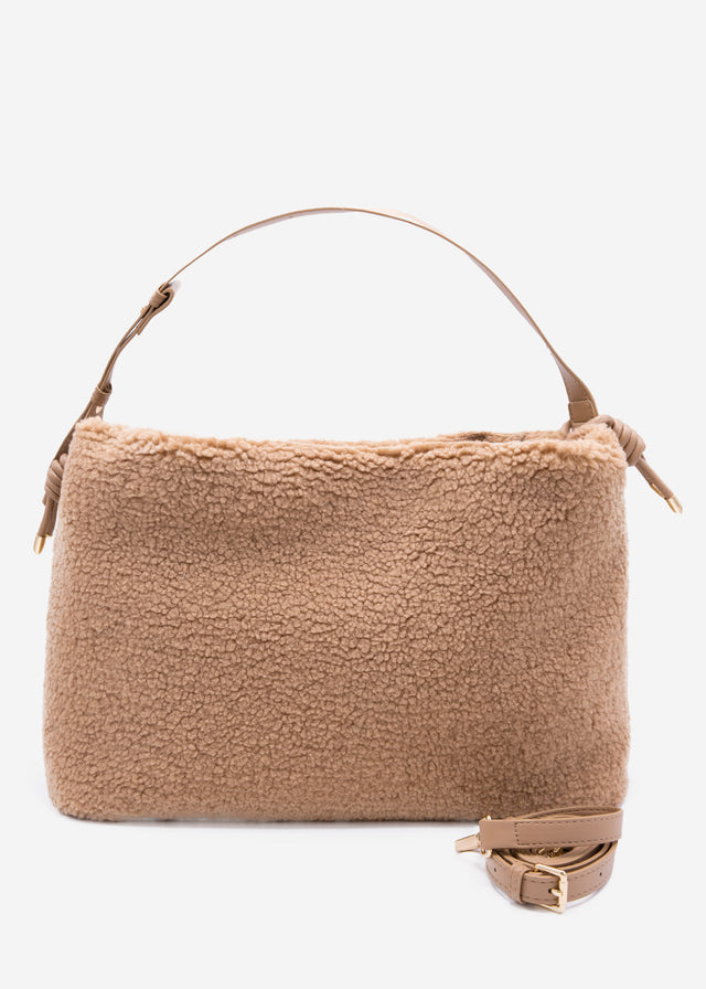 Teddy fleece bucket bag - brown