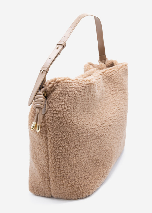 Teddy fleece bucket bag - brown