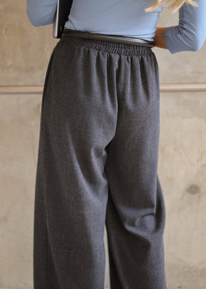 Bundfaltenhose mit weitem Bein - anthrazit
