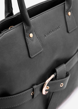 Business Handtasche mit Zierschnalle - schwarz