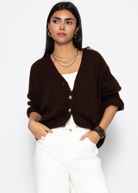 Cardigan with 3/4 sleeves - brown by SASSYCLASSY