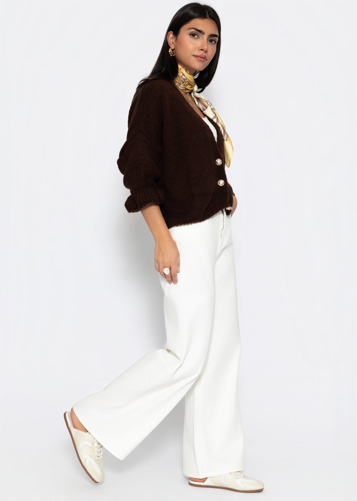 Cardigan mit 3/4-Ärmeln - braun