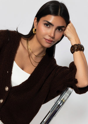 Cardigan mit 3/4-Ärmeln - braun