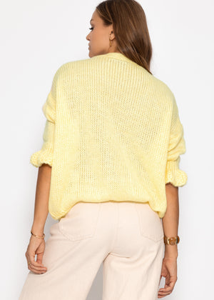 Cardigan mit 3/4-Ärmeln - buttergelb