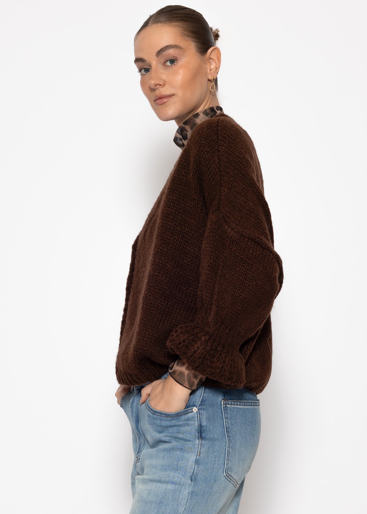 Cardigan mit 3/4-Ärmeln - braun