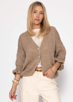 Cardigan mit 3/4-Ärmeln - taupe