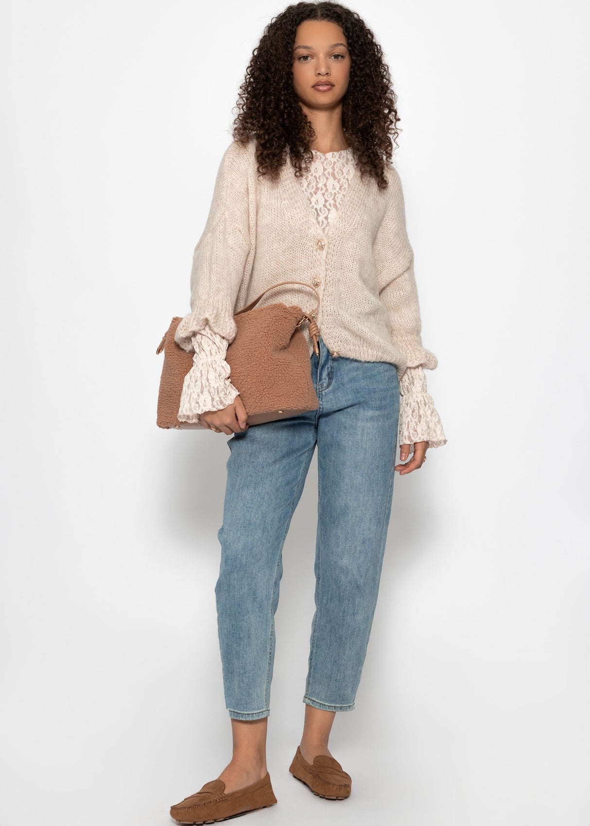 Cardigan with 3/4 sleeves - off-white