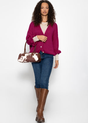 Cardigan with 3/4-sleeves - fuchsia
