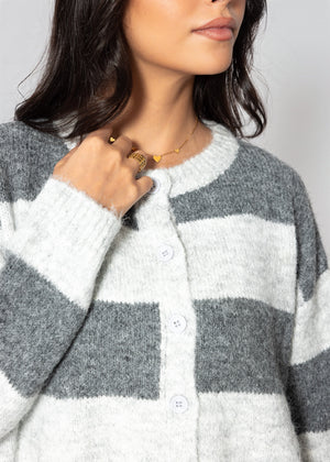 Cardigan with block stripes - grey