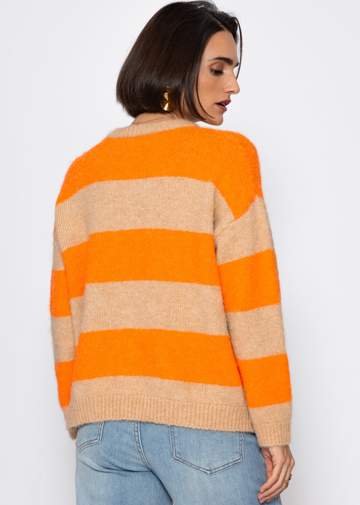 Cardigan with block stripes - orange