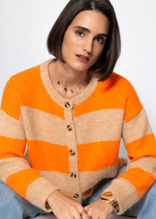 Cardigan mit Blockstreifen - orange