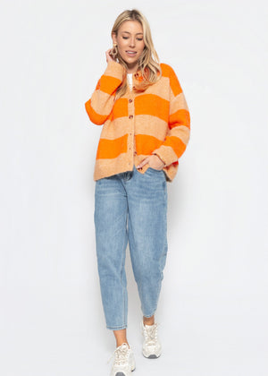Cardigan mit Blockstreifen - orange
