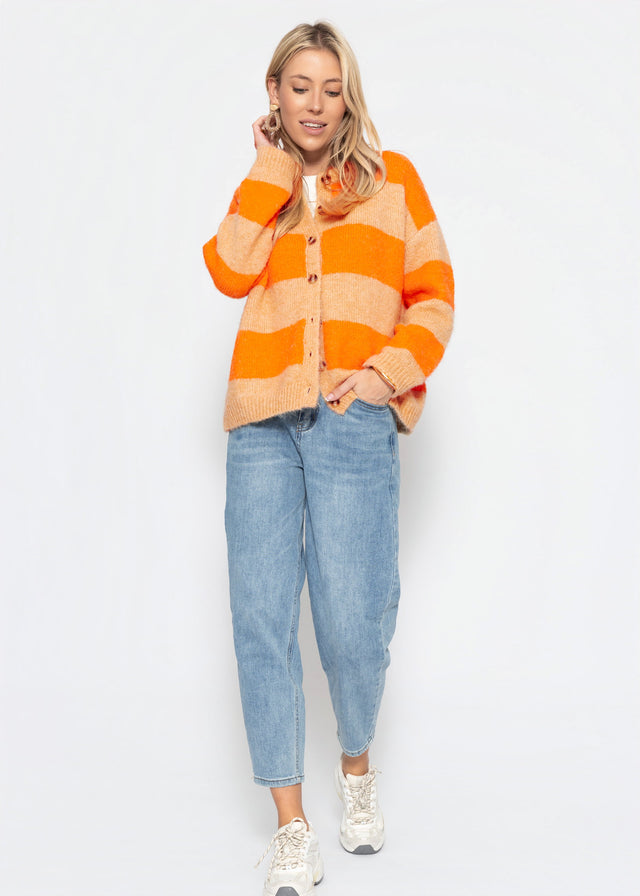Cardigan mit Blockstreifen - orange