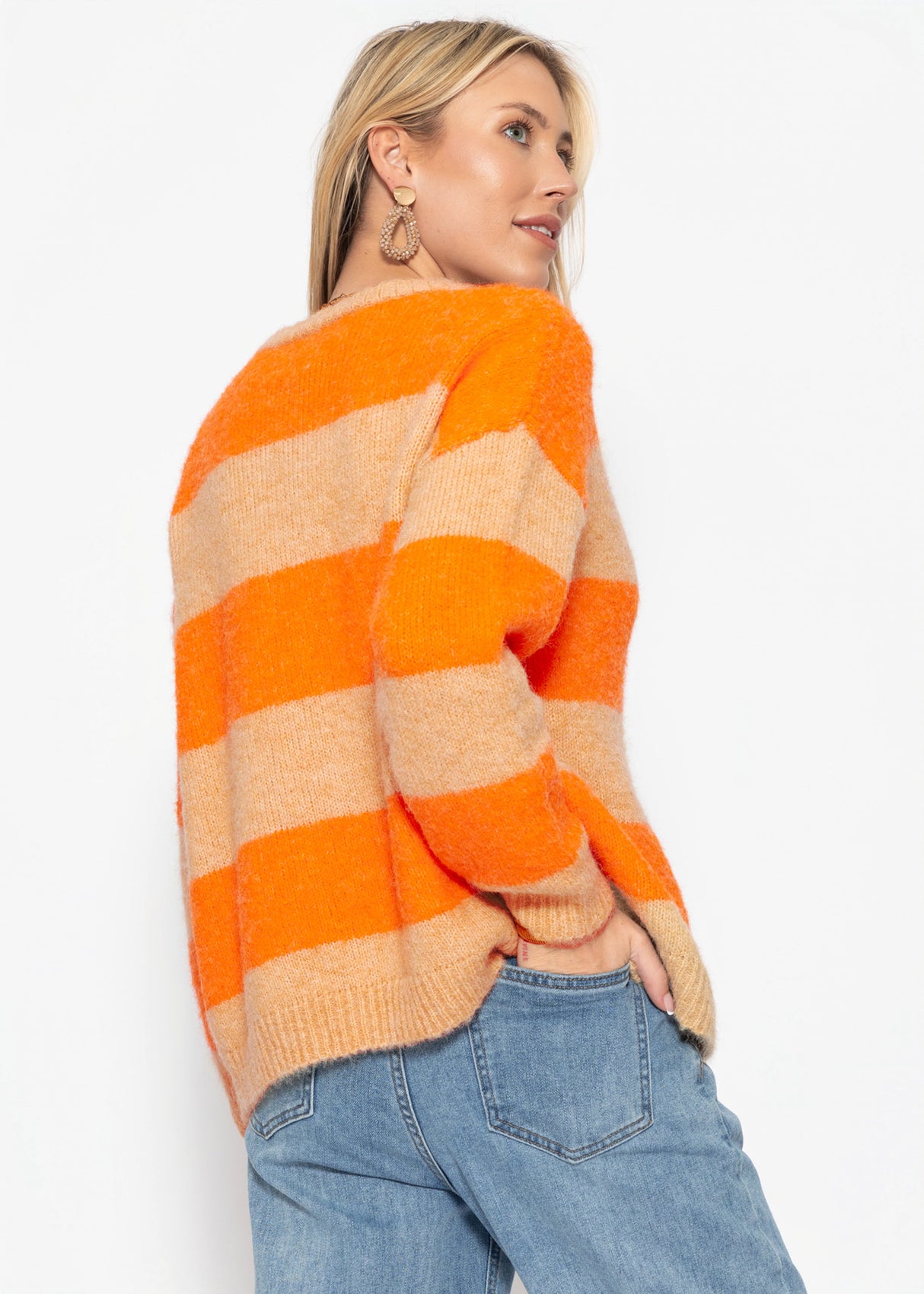 Cardigan mit Blockstreifen - orange