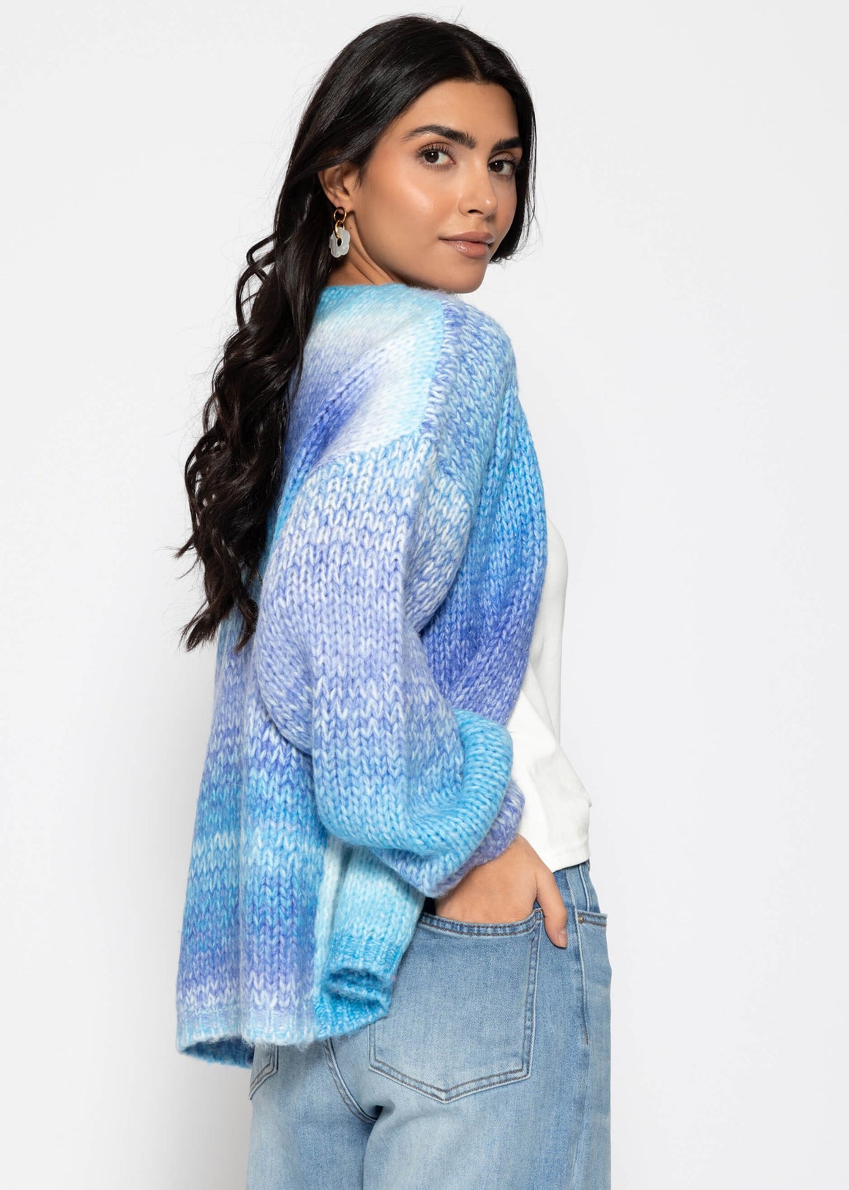 Open cardigan with color gradient - blue