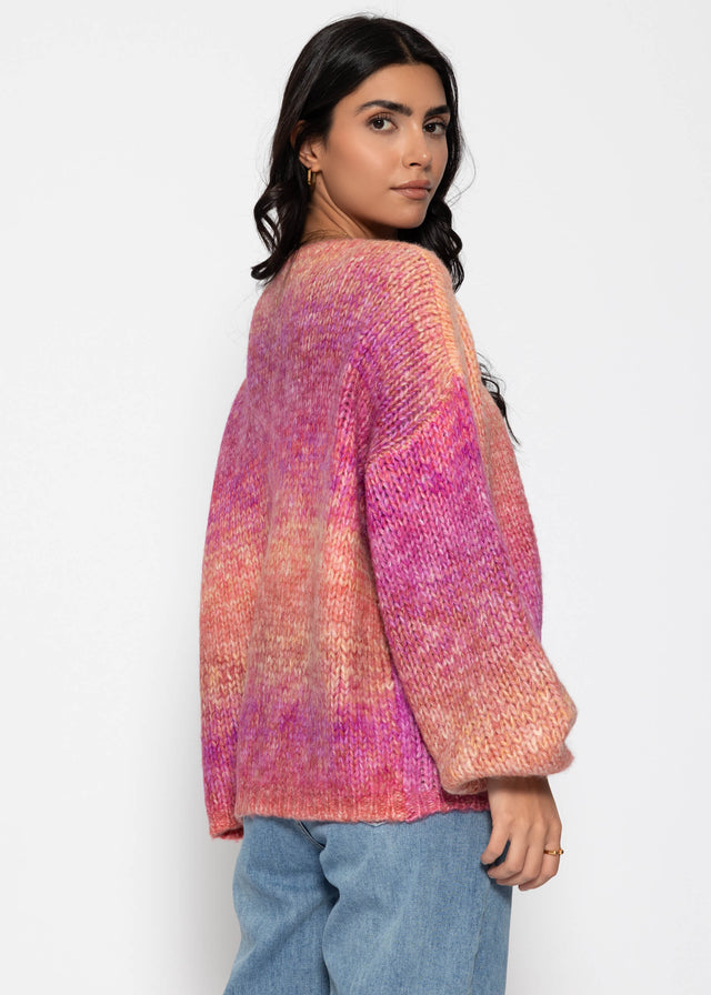 Open cardigan with color gradient - pink