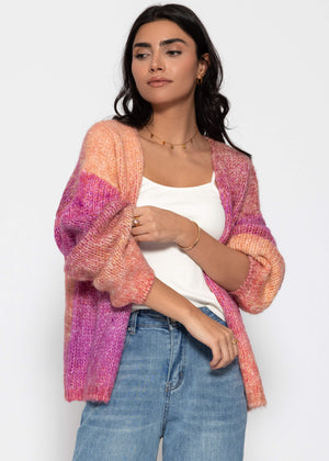 Offener Cardigan mit Farbverlauf - pink