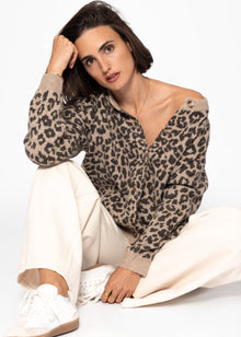 Cardigan mit Leo-Muster - braun