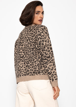 Cardigan mit Leo-Muster - braun