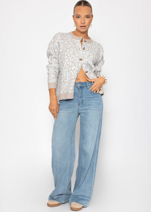 Cardigan mit Leo-Muster - hellblau
