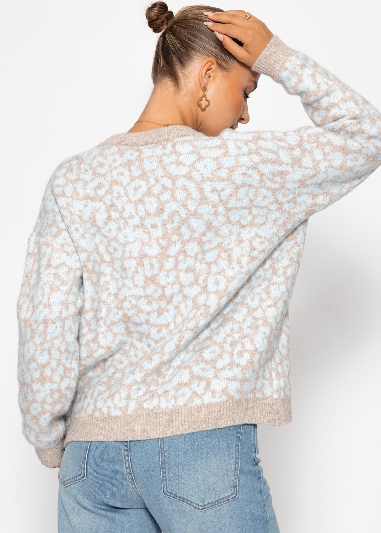 Cardigan mit Leo-Muster - hellblau