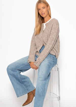 Cardigan mit Pailletten - taupe