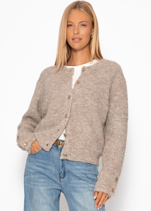 Cardigan mit Pailletten - taupe