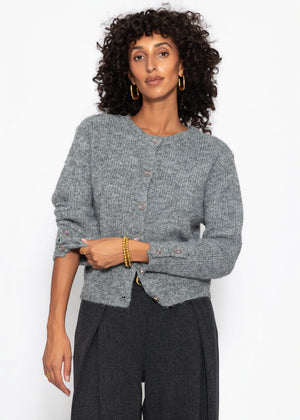 Cardigan mit Pailletten und Lurex - grau
