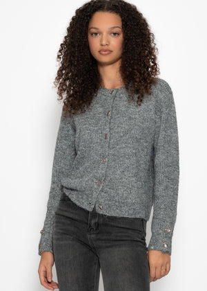 Cardigan mit Pailletten und Lurex - grau