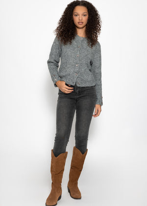 Cardigan mit Pailletten und Lurex - grau