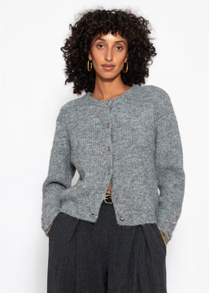 Cardigan mit Pailletten und Lurex - grau