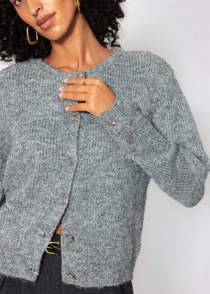 Cardigan mit Pailletten und Lurex - grau