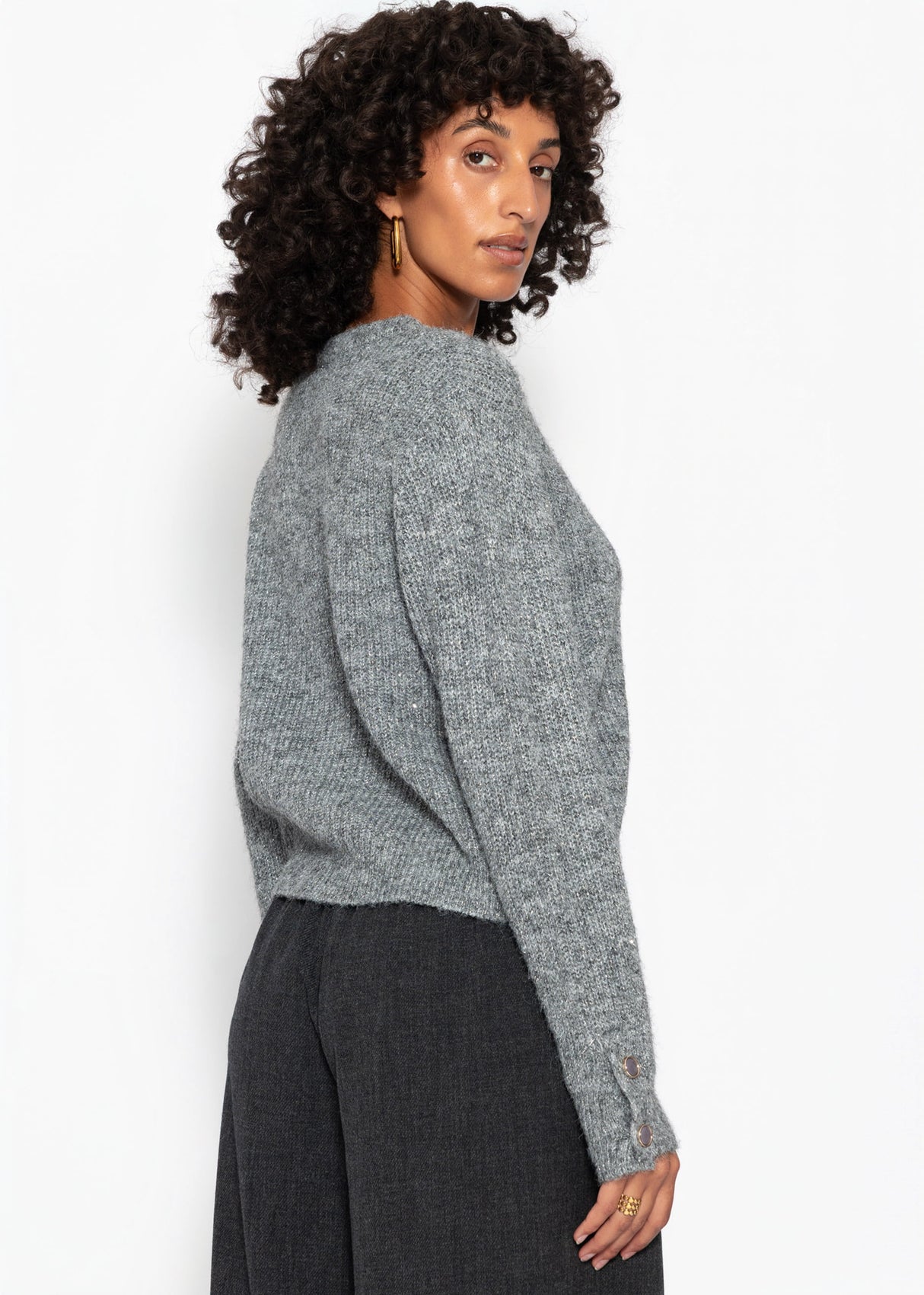 Cardigan mit Pailletten und Lurex - grau