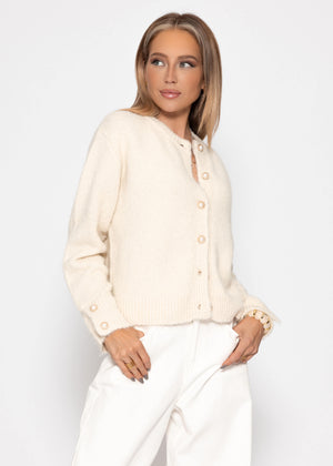Cardigan with pearl buttons - light beige
