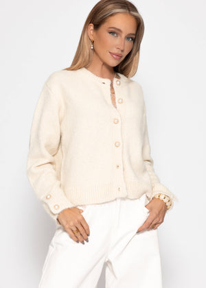 Cardigan with pearl buttons - light beige