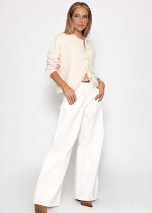 Cardigan with pearl buttons - light beige