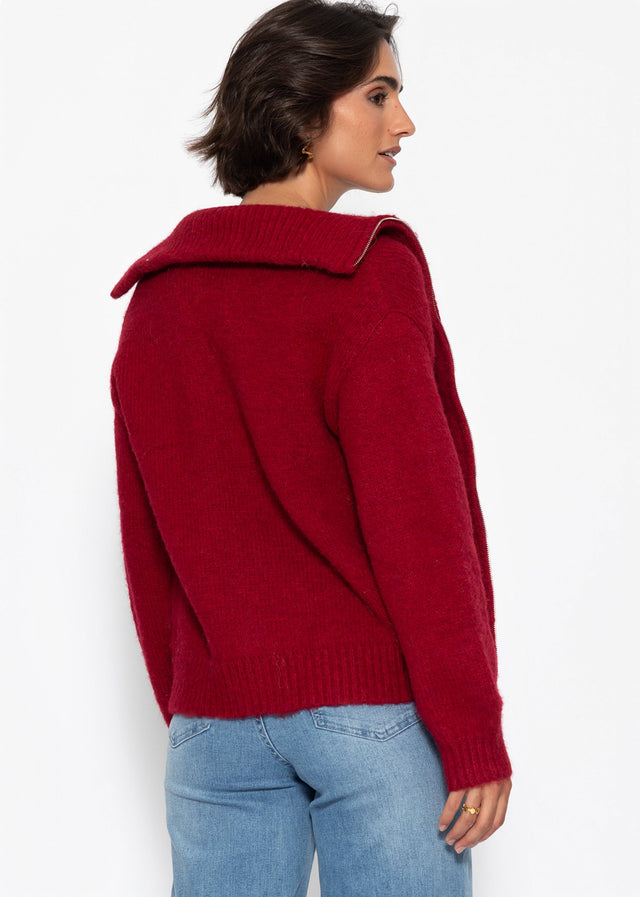 Cardigan with zip - burgundy