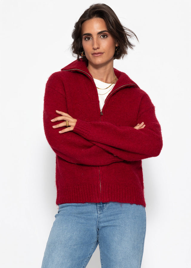 Cardigan with zip - burgundy
