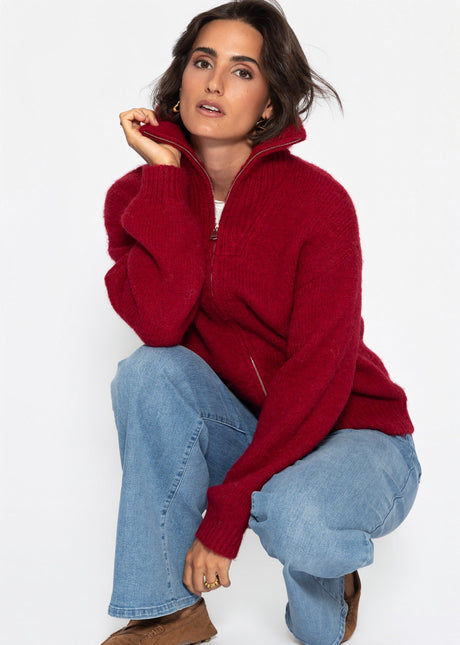 Cardigan mit Reißverschluss - burgundy von SASSYCLASSY