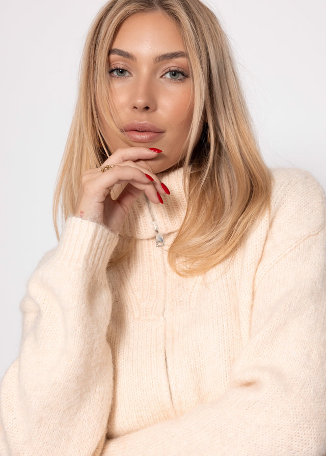 Cardigan with zip - off-white