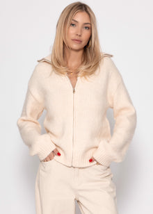 Cardigan with zipper - off-white
