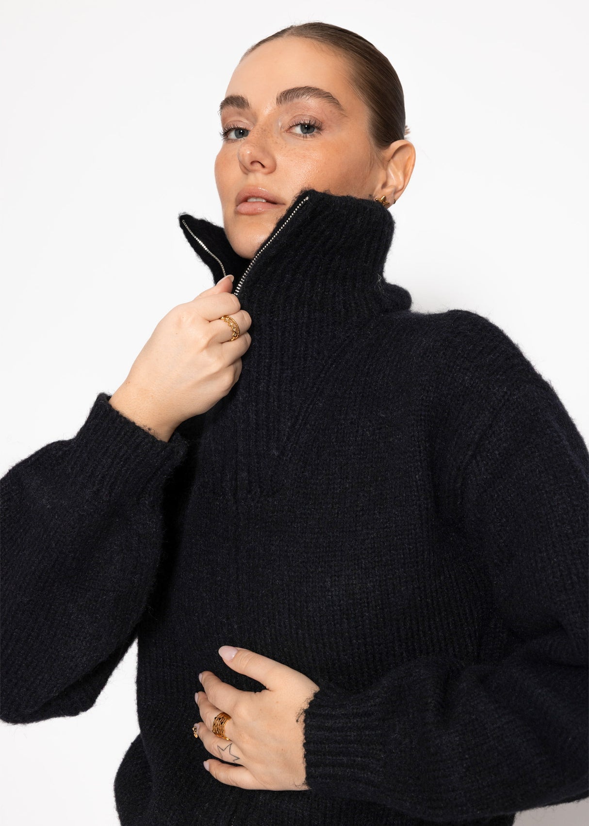 Cardigan mit Reißverschluss - schwarz