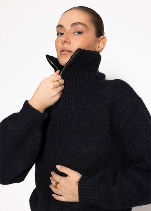 Cardigan mit Reißverschluss - schwarz