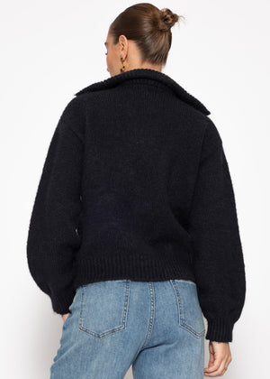 Cardigan mit Reißverschluss - schwarz